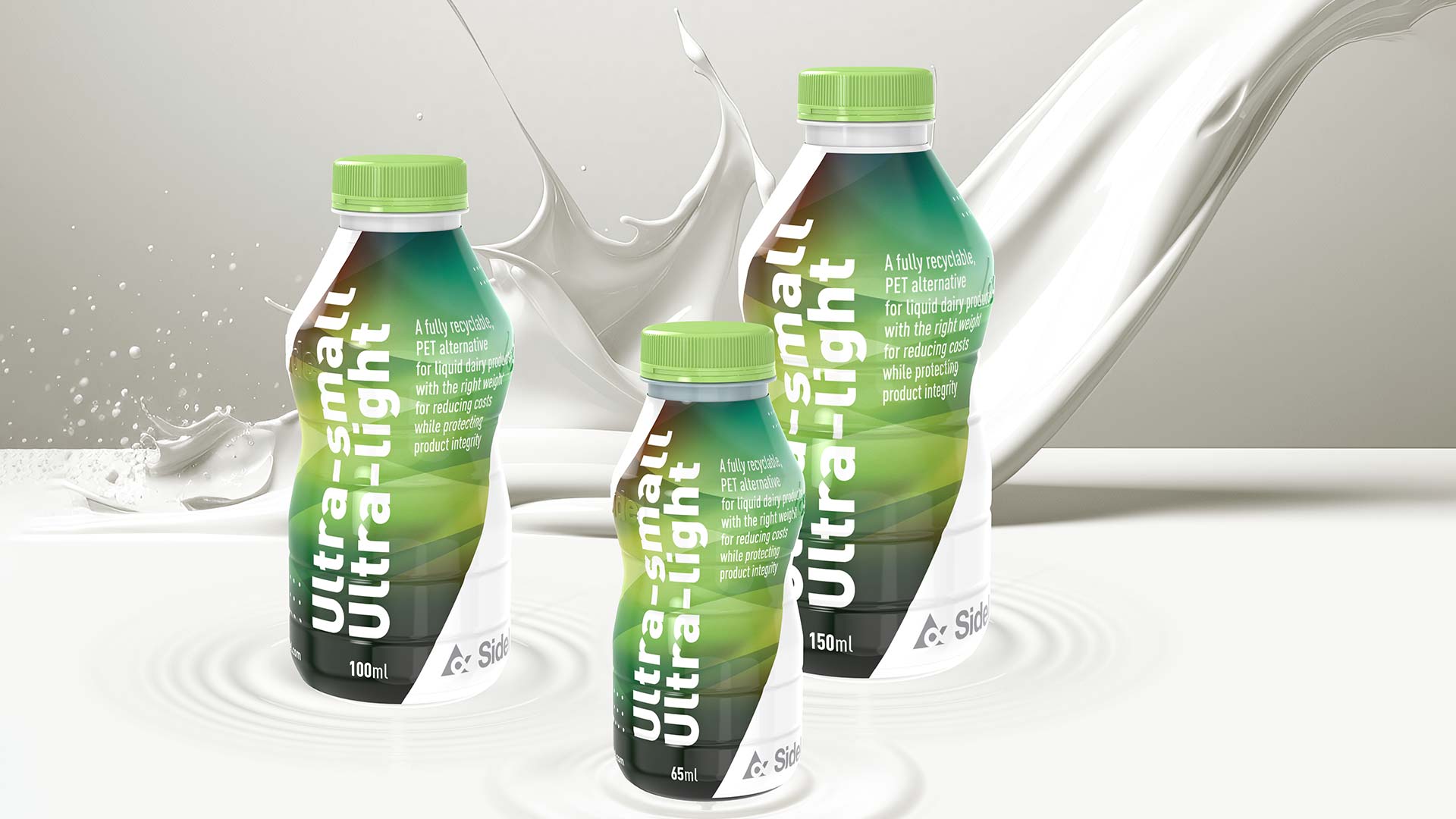 Ultra-small, ultra-light PET bottle for liquid dairy products