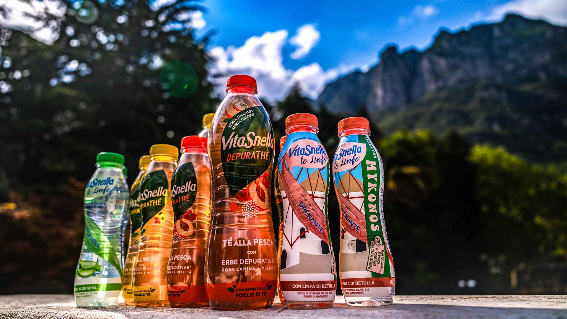 VitaSnella water and tea in aseptic pet bottles